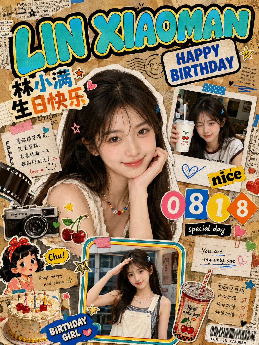 Lin Xiaoman birthday collage poster