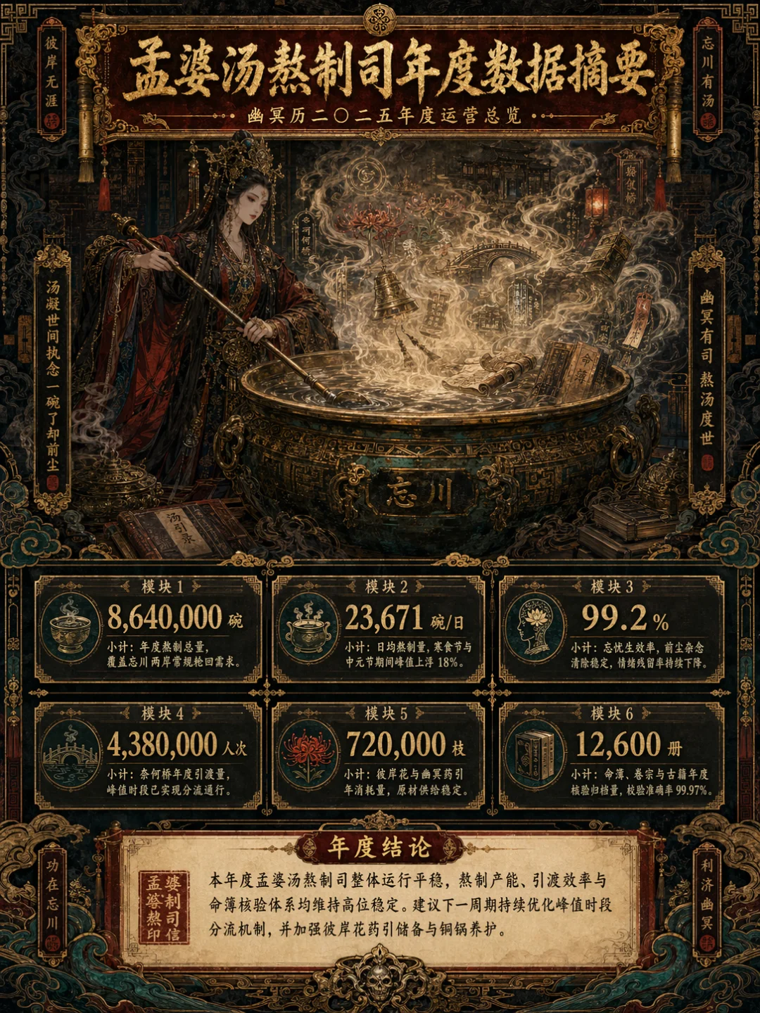 Data summary long image: Meng Po Soup Annual Data Summary